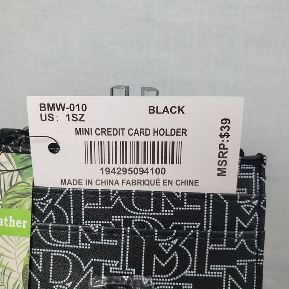 Badgley Mischka Black White Logo Monogram Mini Credit Card Holder Coin Wallet - Picture 14 of 14